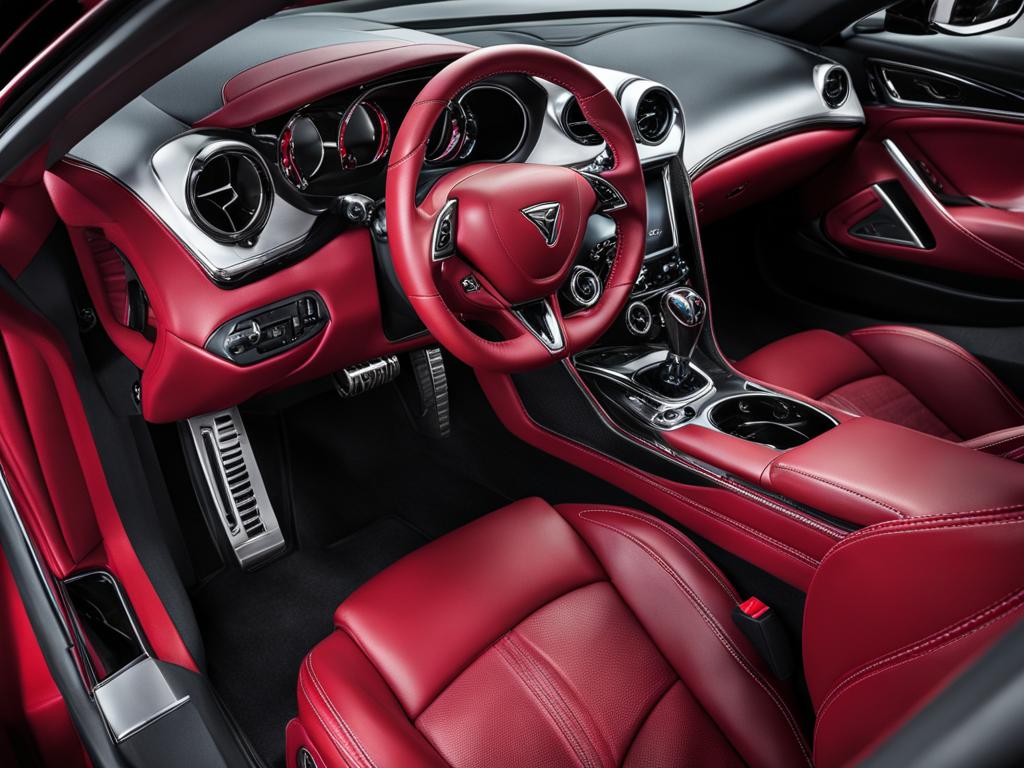 Exquisite red leather interior vehicle