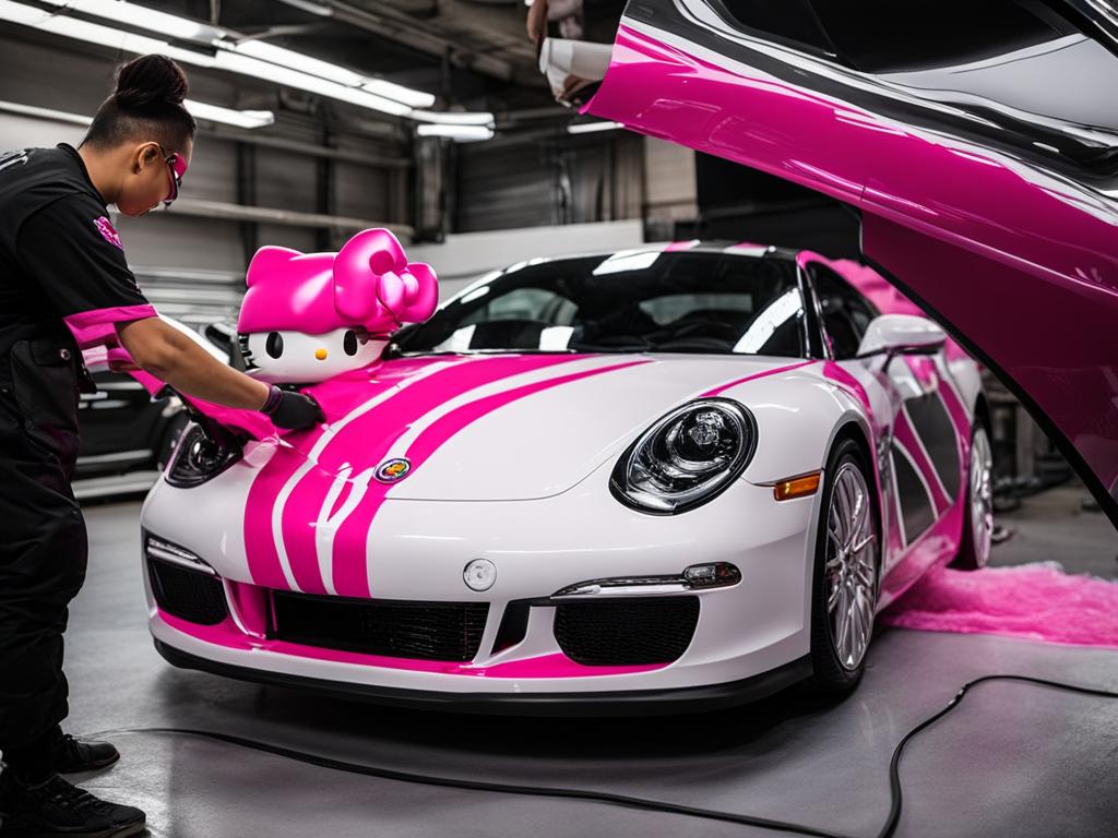Hello Kitty Car Wrap Installation