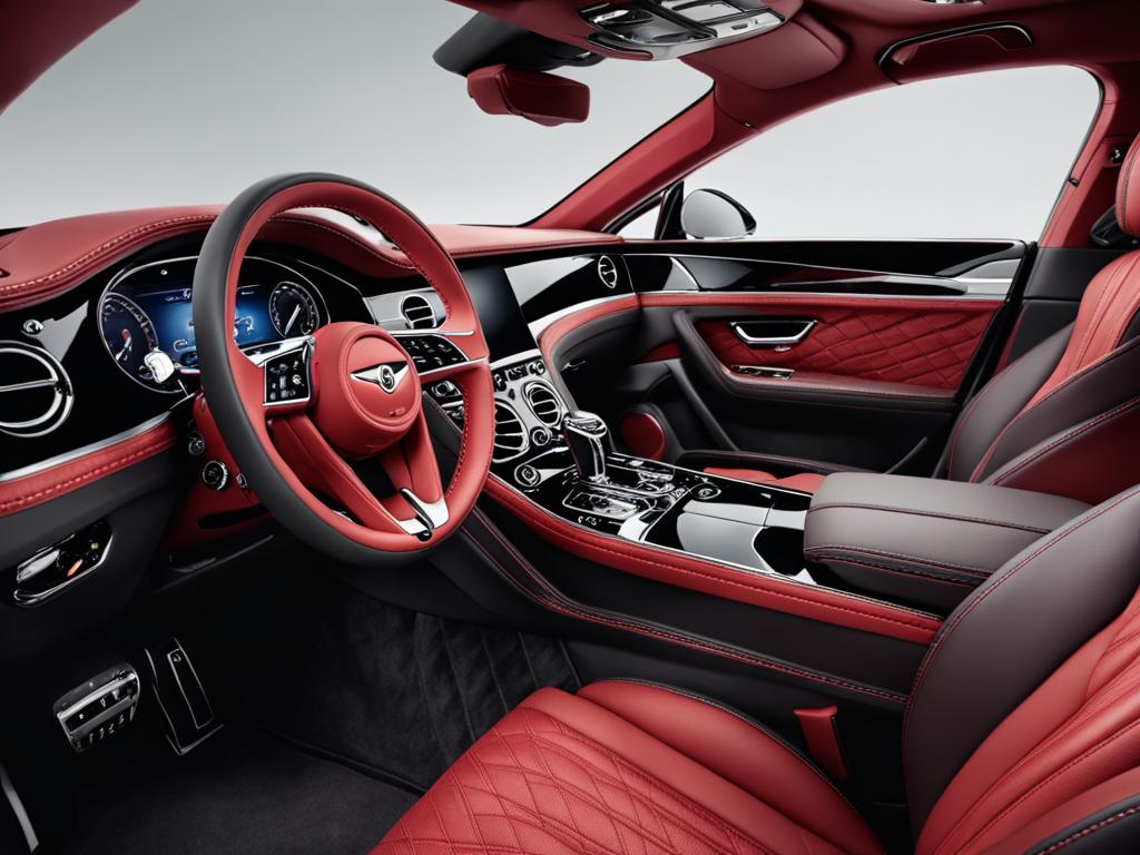 Luxurious Red Leather Interior of a 2021 Bentley Flying Spur