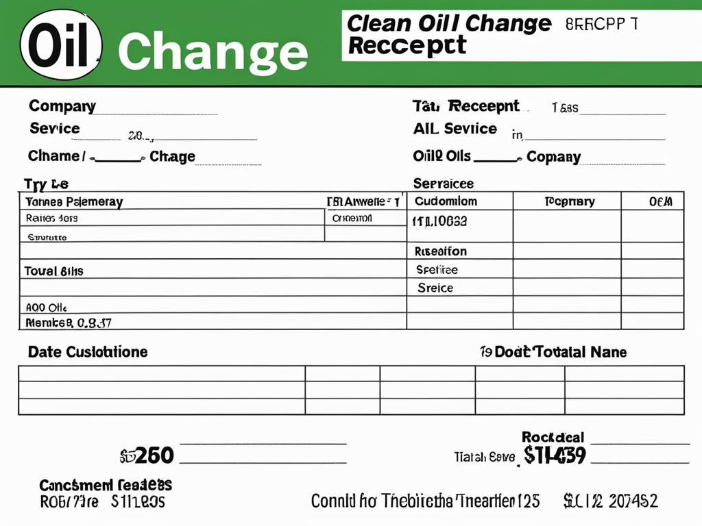 oil change receipt template
