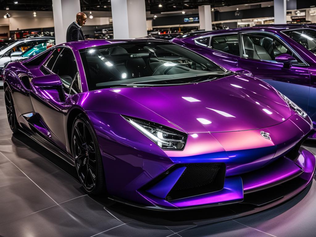 purple car wrap in the used car market